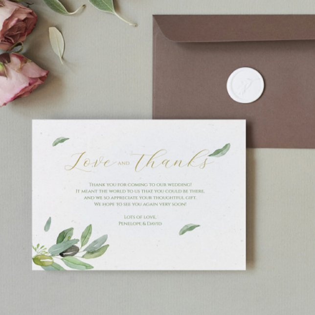 Branche Feuille Toscane moderne - Carte de remerci (Créateur téléchargé)