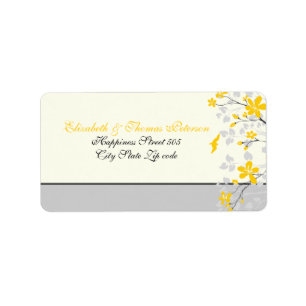 Branche Magnolia jaune, gris mariage étiquette per