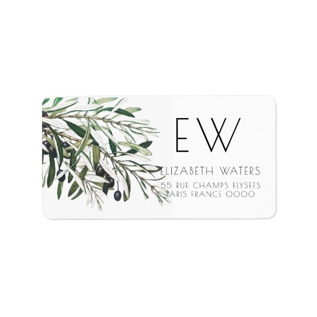 BRANCHE OLIVE DE NOËL ÉTIQUETTES DE ADRESSE (Devant)