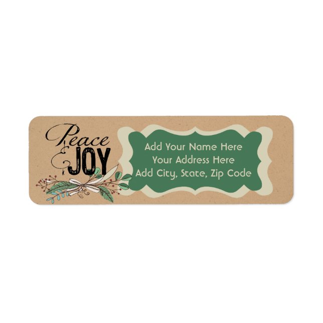 Branches and Berries Peace and Joy Address Labels (Front)
