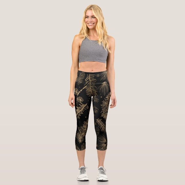 Branches and Pine 2 Capri Leggings (Front)