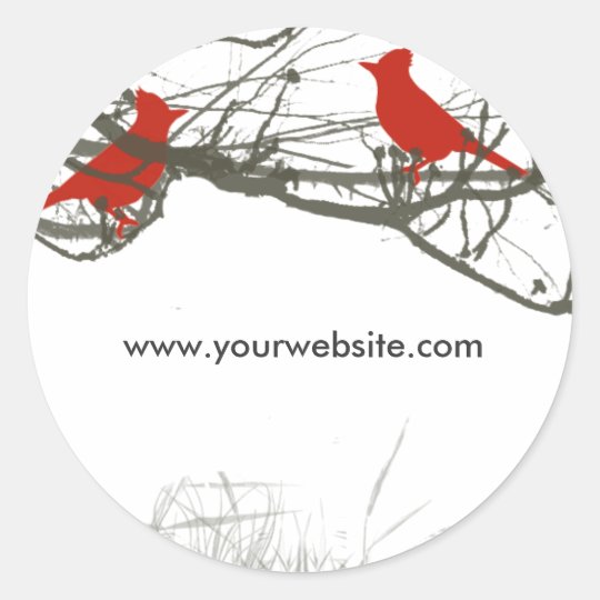 Branches and Red Singing Bird Classic Round Sticker
