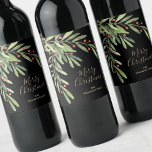 Branches Berries Christmas Holiday Black Wine Label<br><div class="desc">Personalize wine bottle labels for holiday gifts with these custom labels featuring modern,  elegant branches and berries with your message in chic lettering in any color and on any color background. MATCHING items in our store.</div>