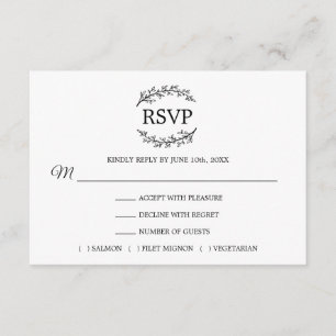 Branches blanches noires Monogramme MENU RSVP