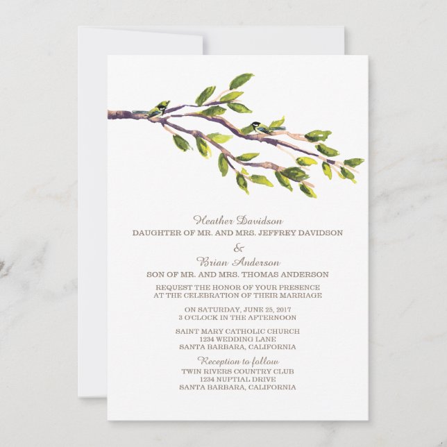 Branches brossées Invitation de mariage (Devant)