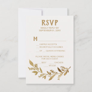 Branches courbes   Carte RSVP de choix du menu Gol