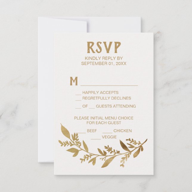 Branches courbes | Carte RSVP de choix du menu Gol (Devant)