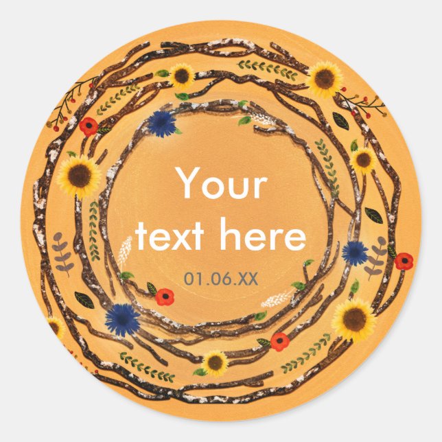 Branches d'arbre rustique Stickers à ressort jaune (Devant)