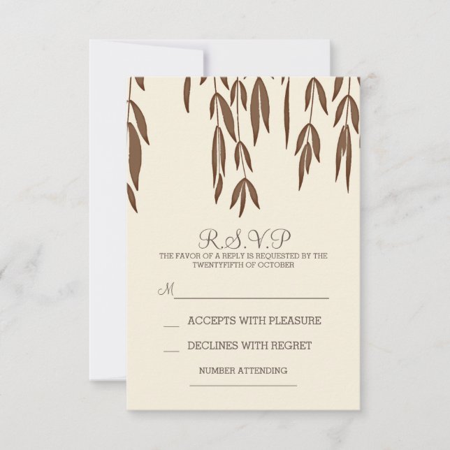 Branches d'arbre Willow élégant mariage carte RSVP (Devant)