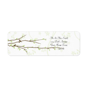 Branches de boudin avec oiseaux Étiquette de poste
