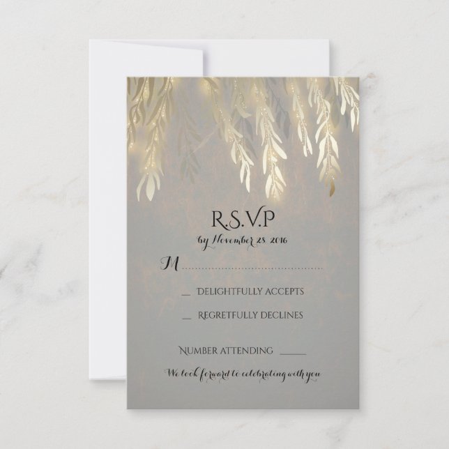 Branches de l'arbre Willow Gold Mariage Cartes RSV (Devant)