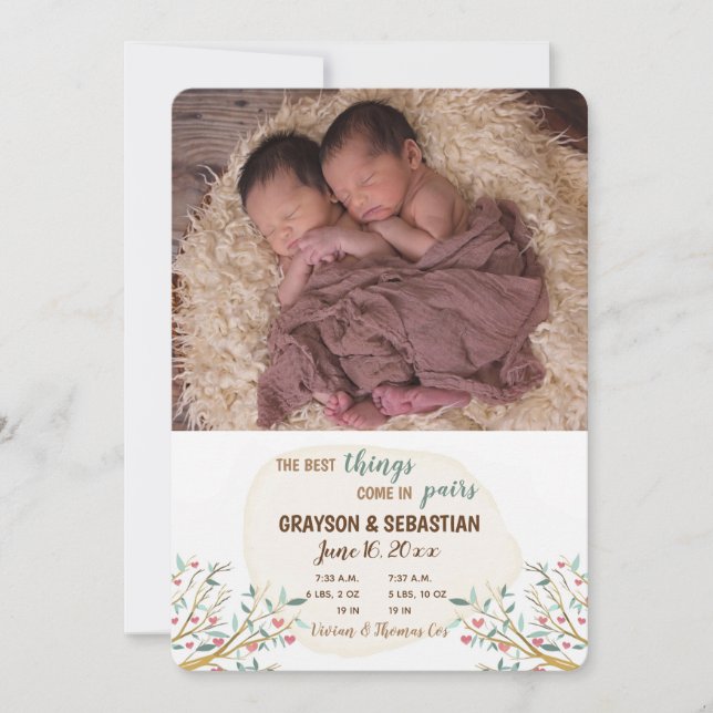 Branches de Love Photo Faire-part de naissance (Devant)