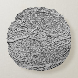 Branches de neige Coussin rond