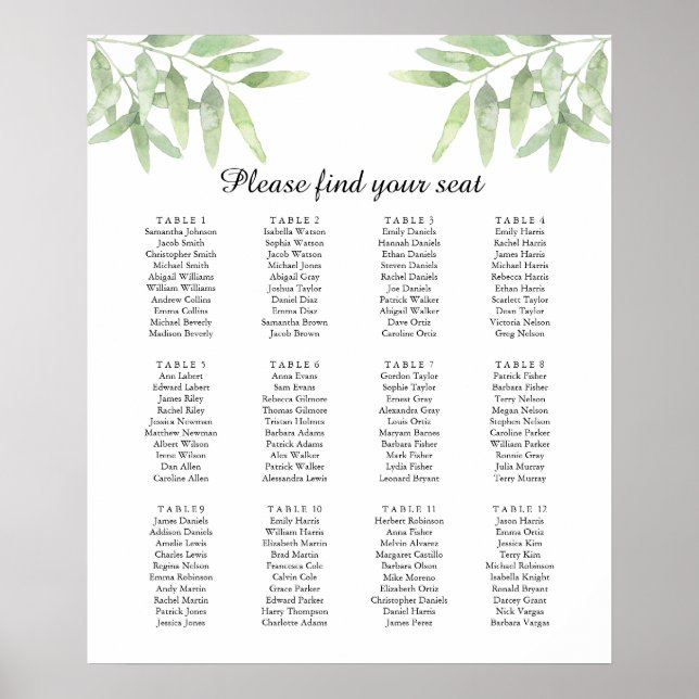 Branches d'olivier. Poster de la carte de siège ma (Devant)