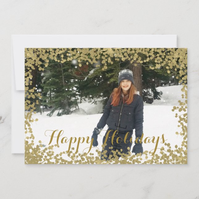 Branches d'or Carte photo de Noël de Noël (Devant)