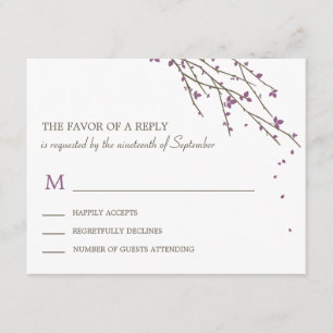 Branches en fleurs Mariage Carte RSVP - Plum
