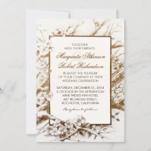 branches fleurie rustique invitations mariage blan