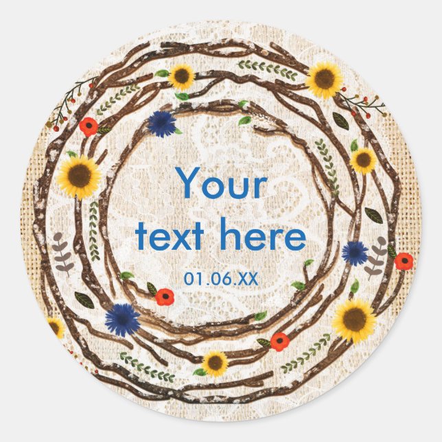 Branches florales Stickers Burlap rustique & dente (Devant)