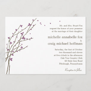 Branches florissantes Faire-part de mariage - Plum