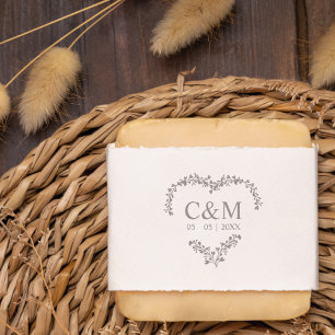 Branches Heart with Initials Rubber Stamp