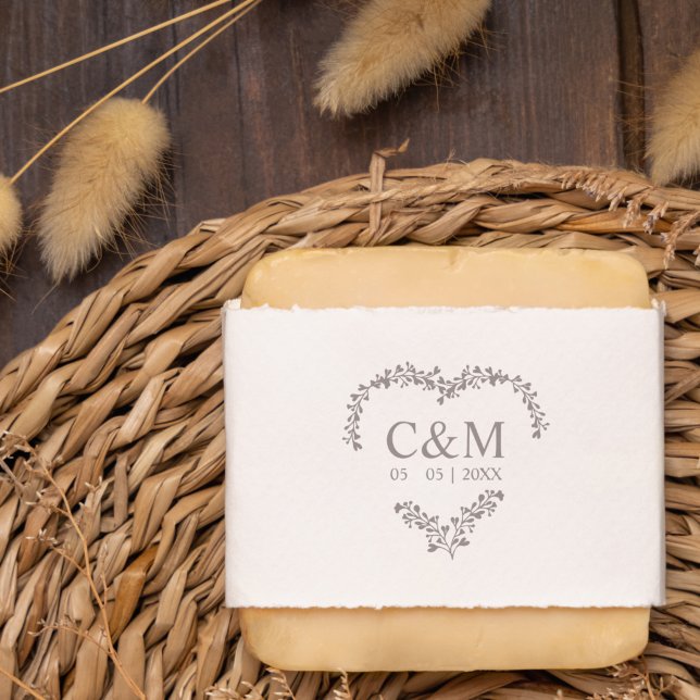 Branches Heart with Initials Rubber Stamp (Creator Uploaded)