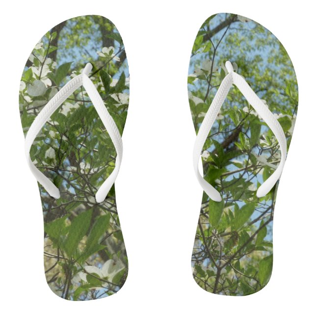 Branches of Dogwood Blossoms Spring Trees Flip Flops (Footbed)