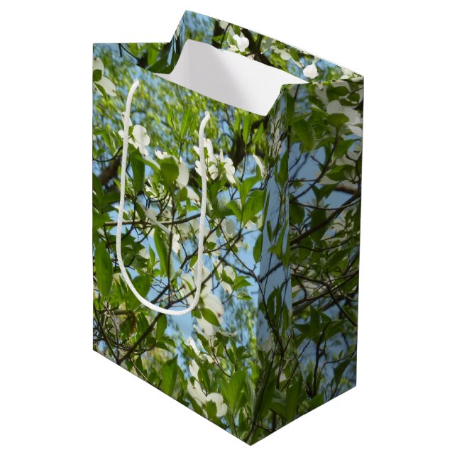 Branches of Dogwood Blossoms Spring Trees Medium Gift Bag (Front Angled)