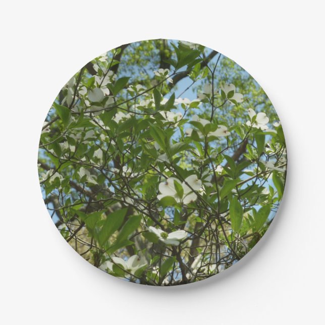 Branches of Dogwood Blossoms Spring Trees Paper Plate (Front)