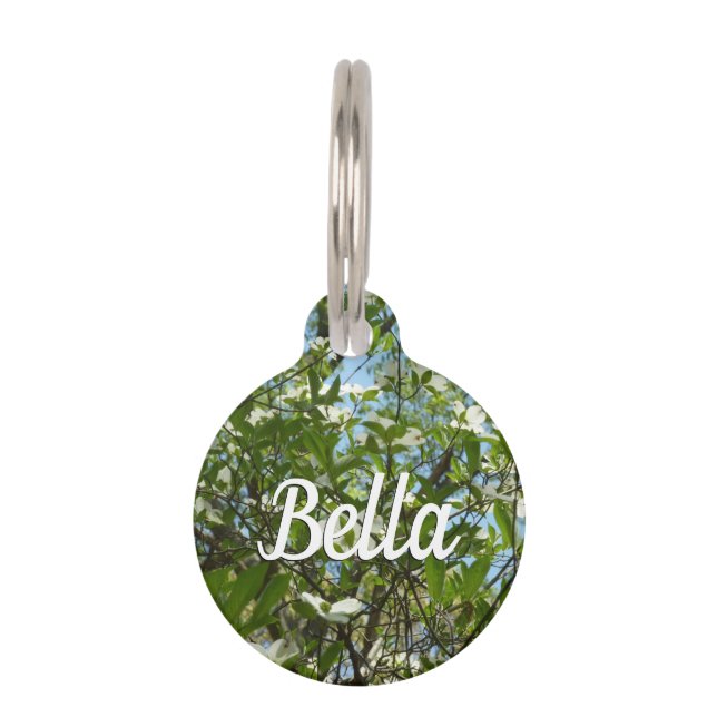 Branches of Dogwood Blossoms Spring Trees Pet Tag (Front)