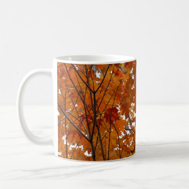 Branches of Maple Leaves I Orange Autumn Coffee Mug (Left)