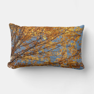 Branches of Maple Leaves II Orange Autumn Lumbar Pillow