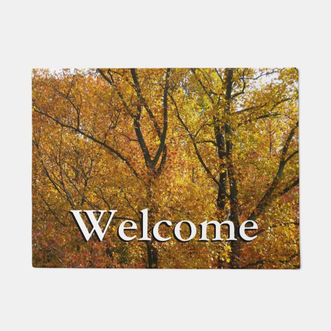 Branches of Yellow Leaves Bright Autumn Colourful Doormat (Front)