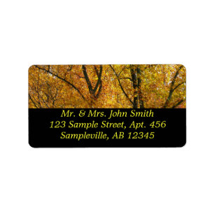 Branches of Yellow Leaves Bright Autumn Colourful Label