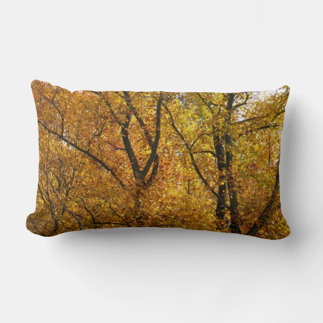 Branches of Yellow Leaves Bright Autumn Colourful Lumbar Pillow (Front)