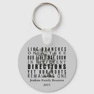 Branches on a Tree Family Reunion Quote Keychain