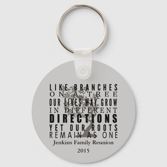 Branches on a Tree Family Reunion Quote Keychain (Front)