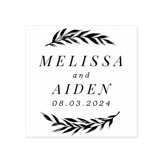 Branches with Couple Wedding Date Rubber Stamp (Imprint)