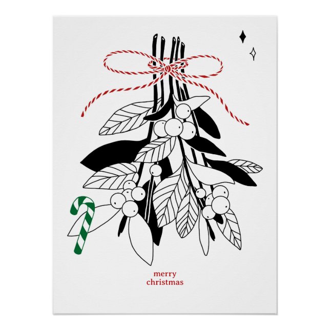 Branches with snowberries, glossy poster (Front)