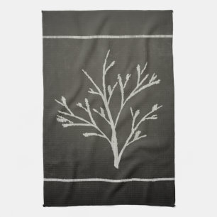 Branching Tree Sapling Chalk Drawing Kitchen Towel