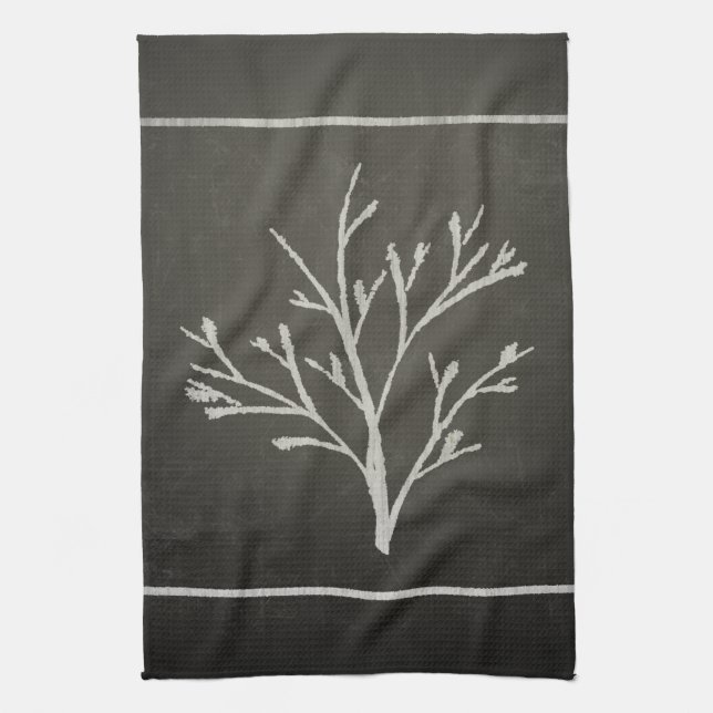 Branching Tree Sapling Chalk Drawing Kitchen Towel (Vertical)