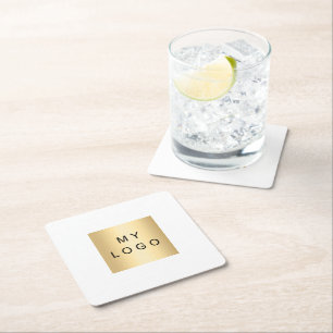 Brand colour business logo square paper coaster