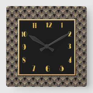 Brand New Art Deco Patterned Square Wall Clock