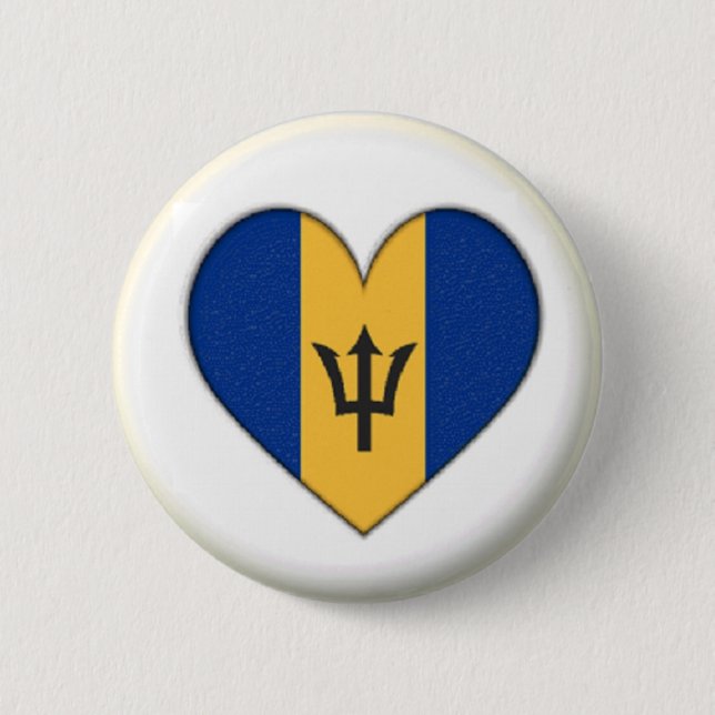 BRAND NEW!! - BARBADOS HEART PIN BACK BADGE (Front)