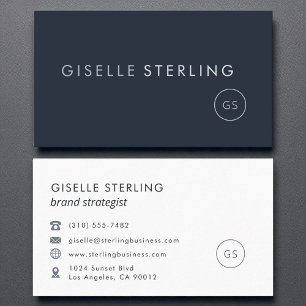 Brand Strategist Navy Blue Modern Luxury Business Card