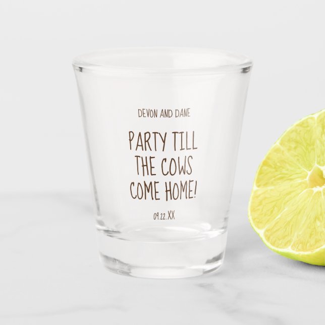 Brand Your Wedding Rustic Barn Series Shot Glass (Front)