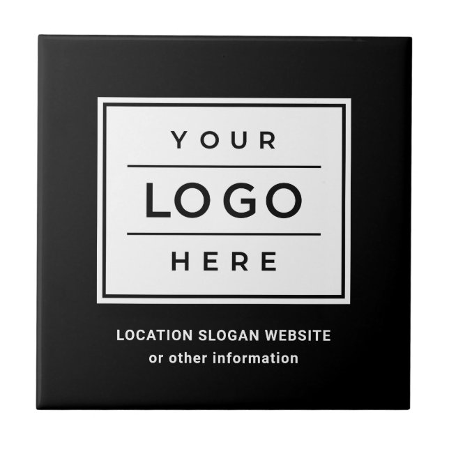 Branded Black Business Logo Decorative Tile (Front)