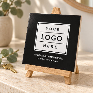 Branded Black Business Logo Decorative Tile