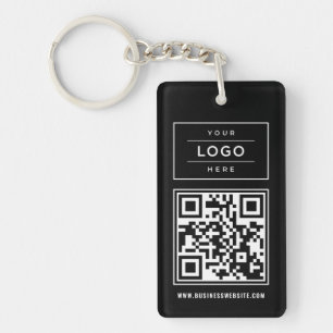 Branded Black Logo QR Website Promo Keychain