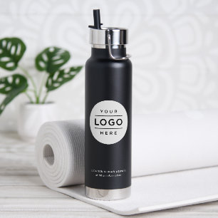 Branded Black White Circle Logo Water Bottle