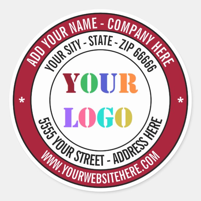 Branded Business Logo Info Address Labels Example (Front)